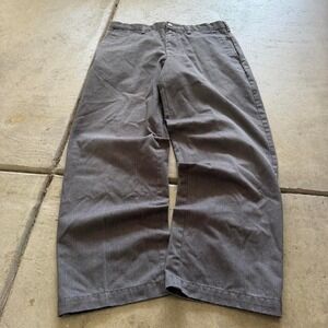 34x30 Grey Chino Wide Leg Baggy Dress Pants Y2K Grunge 2000s Vintage